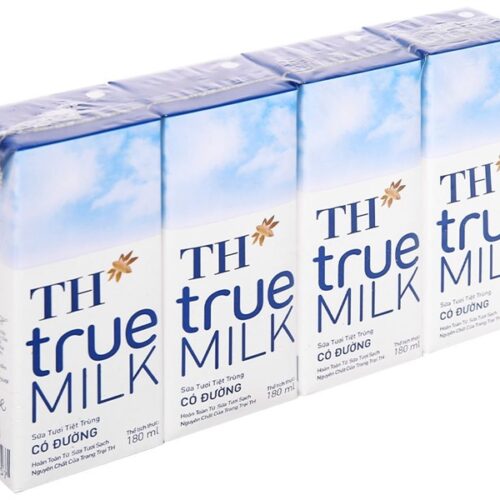 Sữa tươi tiệt trùng TH True Milk có đường 180ml x 48