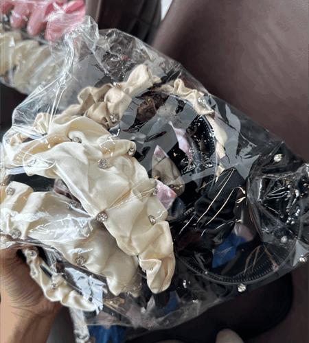 Bờm 3 màu trắng đen nâu đính đá - cái