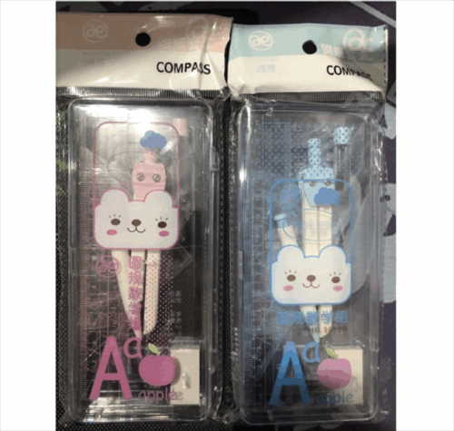Bộ compa eke hồng / xanh - Bộ