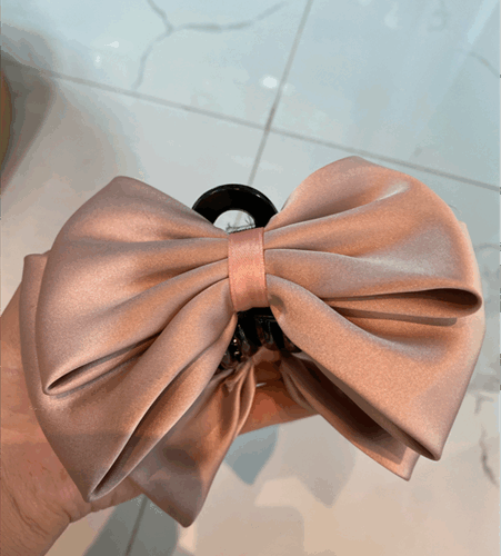 Kẹp nơ lụa hồng- đen- trắng - Cái