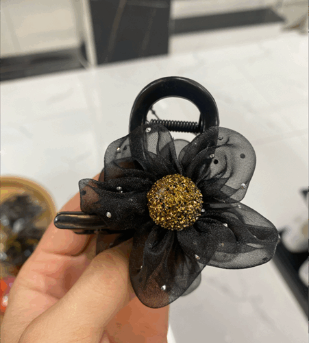 Kẹp hoa trắng - be -đen - Cái