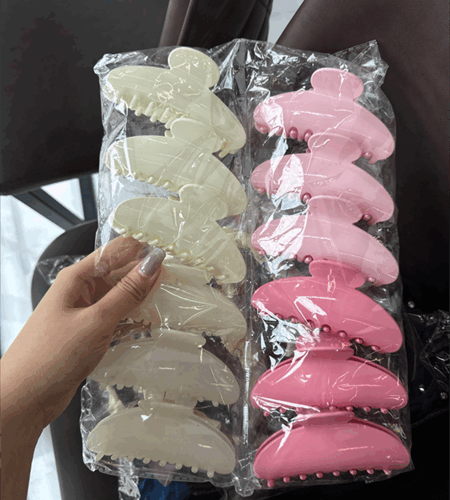 Kẹp nhựa 2 màu hồng trắng